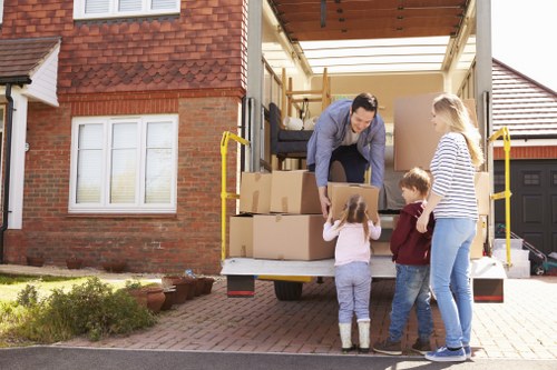 Professional movers loading a moving truck