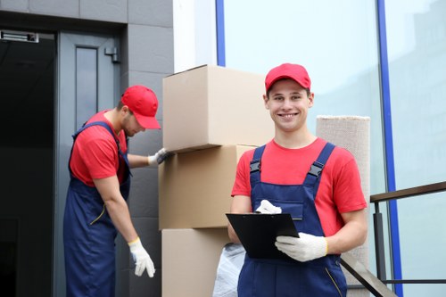 Professional packers organizing boxes for a move