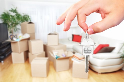 Professional movers handling furniture for pick-up service