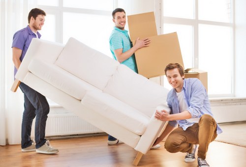 Professional movers with a van preparing for relocation