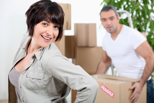 Organized packing process with labeled boxes